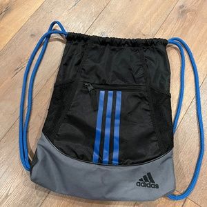 Adidas black/blue unisex 4 pocket drawstring sports backpack